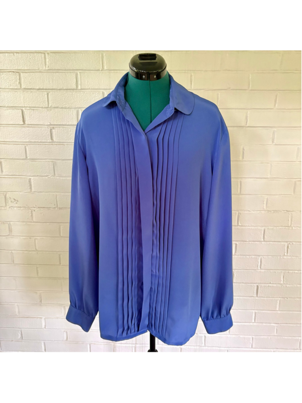 Vintage periwinkle blue polyester blouse